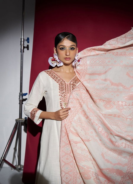 TEW Ivory Colour With Digital With Embroidery And Khatli Work Kurti With Bottom Dupatta Wholesale Market In Surat With Price